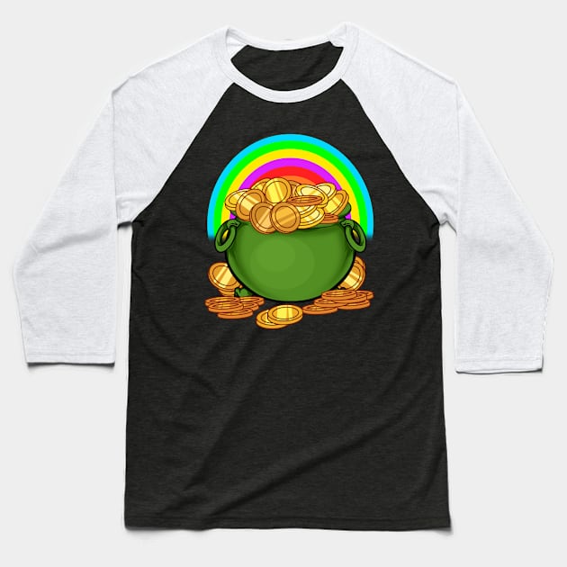 saint patrick day golden and rainbow Baseball T-Shirt by the house of parodies